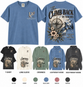 Comeback The Climb Back Is Yours Comfort Colors apparel by Different Cloth Co. featuring compass, mountain and floral artwork.