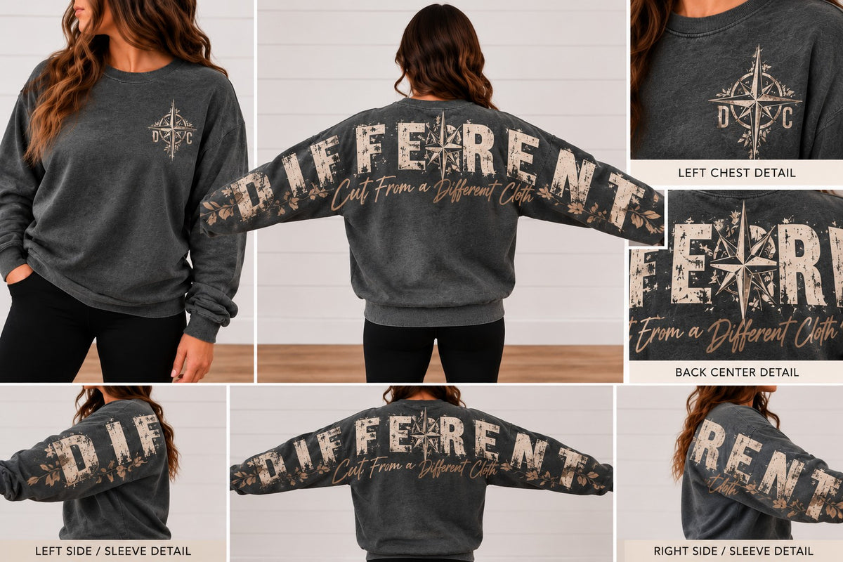 Different Cloth Co approved DIFFERENT Pepper garment chest compass full sleeves and back lettering